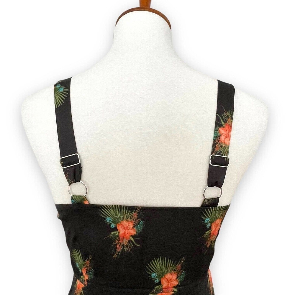 🍀 LAURIE Felt Black Floral Satin Slip Dress with Lace Hem Women's Size 00 - Picture 11 of 11